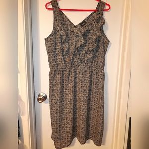 Mossimo Women's Black Gray Ruffle V-Neck Midi Dress Size XL Sleeveless